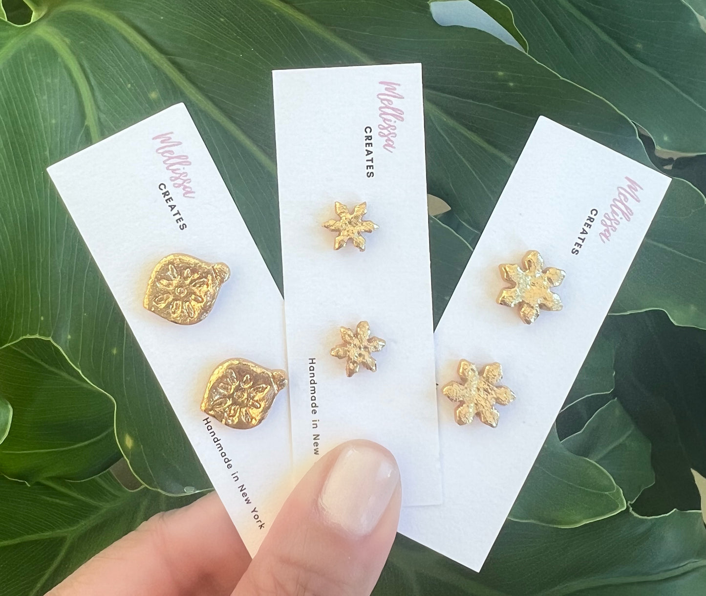 Gold hammered like (polymer clay) studs