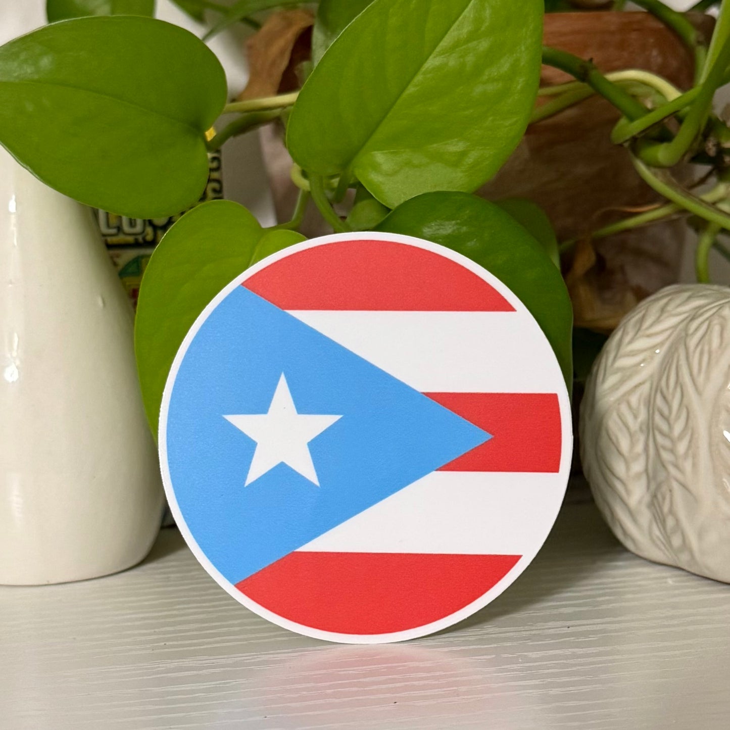 Puerto Rico Flag Sticker-Round