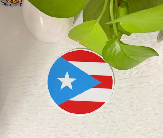 Puerto Rico Flag Sticker-Round