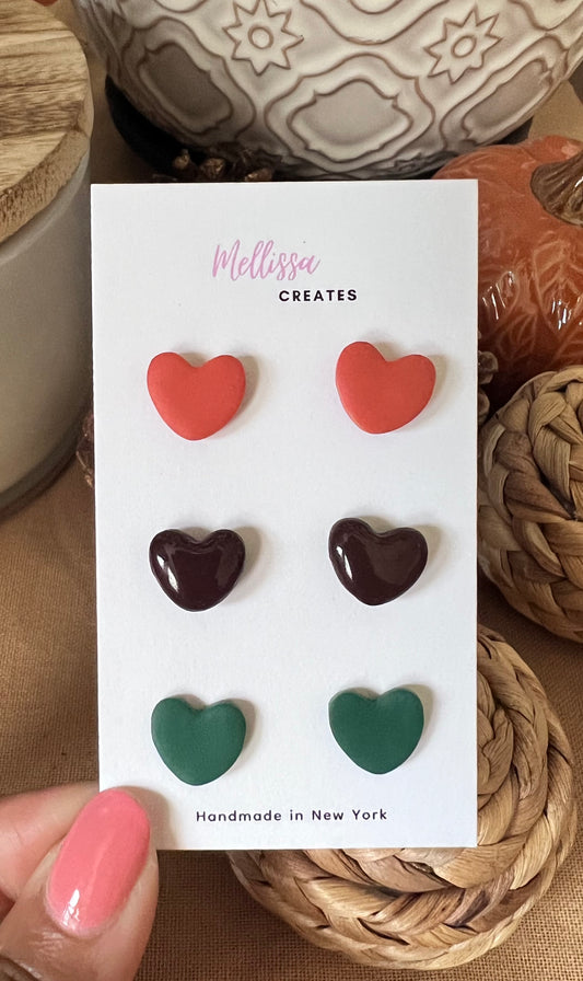 Fall Hearts studs