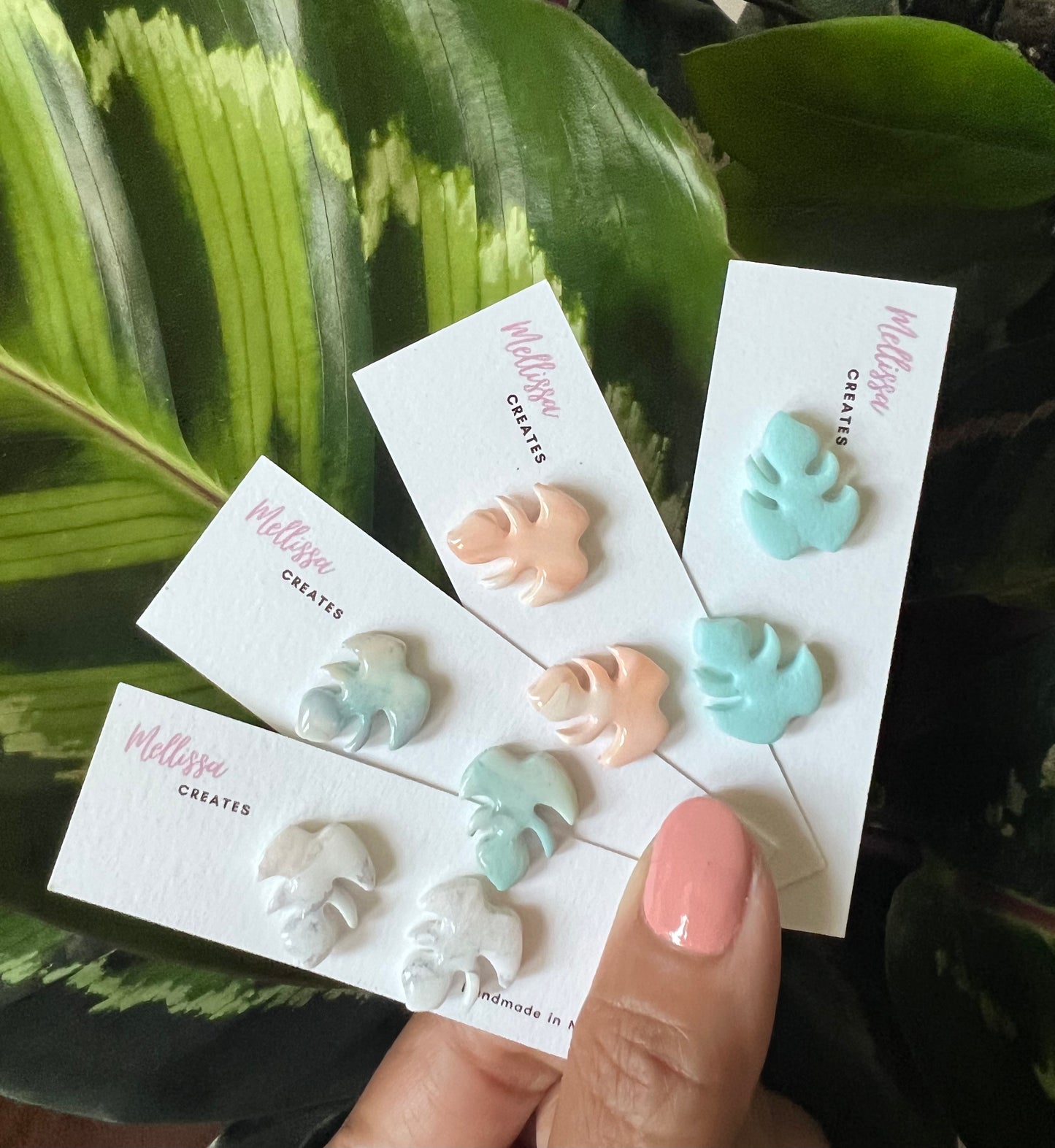Monstera leaf & Beach studs